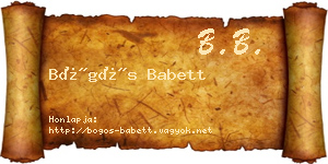 Bögös Babett névjegykártya